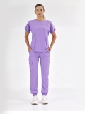 Lilac Basic Doctor Nurse Medical Scrubs Set Luxury Lycra Fabric