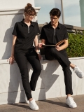 Black Polo Neck Doctor Nurse Medical Scrubs Set Luxury Lycra Fabric