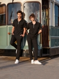 Black Polo Neck Doctor Nurse Medical Scrubs Set Luxury Lycra Fabric