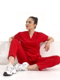 Красный Dr. Greys Медицинский Костюм (Хирургический) для Врачей и Медсестер Ткань Люкс Лайкра