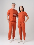 Ziegelrot Star Medizinischer Scrubs Set für Ärzte und Pflege Bester Lycra-Stoff