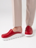 Red Women's Doctor Nurse Medical Gold Fit Genuine Leather Clogs