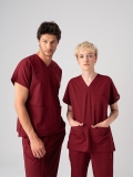 Bordeaux Dr. Greys Medizinischer Scrubs Set für Ärzte und Pflege Bester Lycra-Stoff