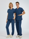 Petrol Blue Dr. Greys Doctor Nurse Medical Scrubs Set Poly‑cotton blend fabric