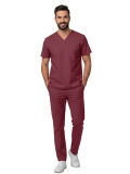 Biking Red Dr. Greys Doktor Hemşire Medikal Scrubs Takım Lüks Likralı Kumaş