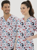 Medikal Desenli Tek Üst (Cotton Likra Kumaş)