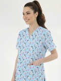 Postacı Leylek Desenli Tek Üst (Cotton Likra Kumaş)