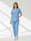 Doktor Ve Hekim Forması Scrubs Likralı Takım Sağlık Bakanlığı Uyumlu-Alaskan Blue