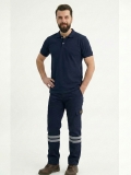 Dunkelblaues Polo-Kragen Kurzarm-Arbeits-T-Shirt aus Lacoste-Stoff
