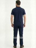 Dunkelblaues Polo-Kragen Kurzarm-Arbeits-T-Shirt aus Lacoste-Stoff