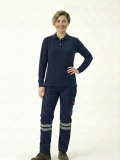 Lacivert Polo Yaka Uzun Kol İş Sweatshirtü Penye Lacoste Kumaş