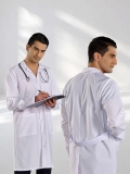 Beyaz Klasik Yaka Erkek Doktor Vizit Önlüğü Alpaka Kumaş