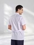 White Classic Collar Men's Short Sleeve Lab Coat Alpaca Fabric