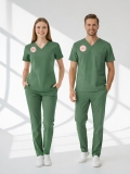 Ameliyathane Forması Scrubs Likralı Takım Sağlık Bakanlığı Uyumlu-Frosty Spruce