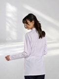 White Mandarin Collar Women's Lab Coat Alpaca Fabric