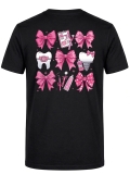 Niedlicher Zahnarzt Bedrucktes Kurzarm T-Shirt in Schwarz (%100 Baumwoll-Jersey)