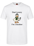 Ducktor Baskılı Kısa Kol Beyaz Tişört (%100 Pamuk Penye Kumaş)