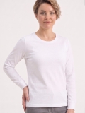 Beyaz %100 Pamuk Penye Yuvarlak Yaka T-shirt Uzun Kol