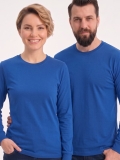 Saks Mavisi %100 Pamuk Penye Yuvarlak Yaka T-shirt Uzun Kol