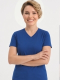 Saks Mavisi %100 Pamuk Penye V Yaka Kısa Kol Tişört