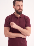 Bordo Polo Yaka Kısa Kol İş Tişörtü Penye Lacoste Kumaş
