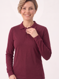 Bordo Polo Yaka Uzun Kol İş Sweatshirtü Penye Lacoste Kumaş