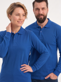 Saks Mavisi Polo Yaka Uzun Kol İş Sweatshirtü Penye Lacoste Kumaş
