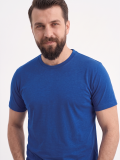 Saks Mavisi %100 Pamuk Penye Kısa Kol Tişört
