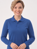 Saks Mavisi Polo Yaka Uzun Kol İş Sweatshirtü Penye Lacoste Kumaş