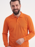 Turuncu Polo Yaka Uzun Kol İş Sweatshirtü Penye Lacoste Kumaş
