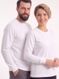 Beyaz Yuvarlak Yaka İş Sweatshirt 2 İplik