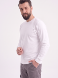 Beyaz Yuvarlak Yaka İş Sweatshirt 2 İplik