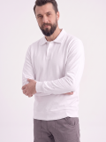 Beyaz Polo Yaka İş Sweatshirt 2 İplik