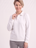 Beyaz Polo Yaka İş Sweatshirt 3 İplik