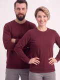 Bordo Yuvarlak Yaka İş Sweatshirt 2 İplik