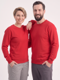 Kırmızı Yuvarlak Yaka İş Sweatshirt 2 İplik