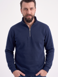 Lacivert Dik Yaka Yarım Fermuarlı İş Sweatshirt 3 İplik