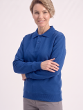 Saks Mavisi Polo Yaka İş Sweatshirt 3 İplik Şardonlu