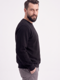 Siyah Yuvarlak Yaka İş Sweatshirt 2 İplik