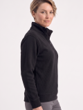 Siyah Dik Yaka Yarım Fermuarlı İş Sweatshirt 3 İplik Şardonlu