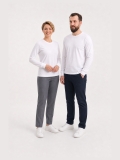 Beyaz %100 Pamuk Penye Yuvarlak Yaka T-shirt Uzun Kol