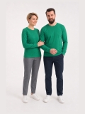 Brezilya Yeşili %100 Pamuk Penye Yuvarlak Yaka T-shirt Uzun Kol