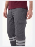 Grey 3 Cm Double Row Reflective 7/7 Gabardine Work Pants