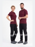 Black 3 Cm Double Row Reflective 7/7 Gabardine Work Pants