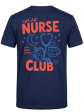 Night Shift Bedrucktes Kurzarm T-Shirt in Navyblau (100% Baumwoll-Jersey)