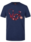 Blumen-Stethoskop Bedrucktes Kurzarm T-Shirt in Navyblau (100% Baumwoll-Jersey)