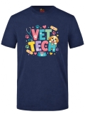 Cute Veterinarian Printed Short Sleeve Navy Blue T-Shirt (100% Cotton Jersey Fabric)