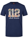 Floral 112 Emergency Service Printed Short Sleeve Navy Blue T-Shirt (100% Cotton Jersey Fabric)