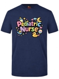 Pädiatrie-Krankenschwester Bedrucktes Kurzarm T-Shirt in Navyblau (100% Baumwoll-Jersey)