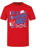 Laboratory Boy Baskılı Kısa Kol Kırmızı Tişört (%100 Pamuk Penye Kumaş)